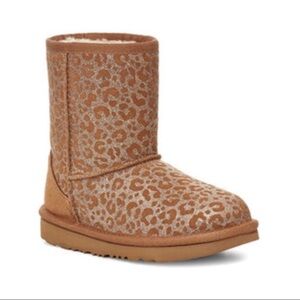 UGG Toddler Girls Classic II Glitter Leopard Suede Wool Lined Boot US 9 Toddler🔥